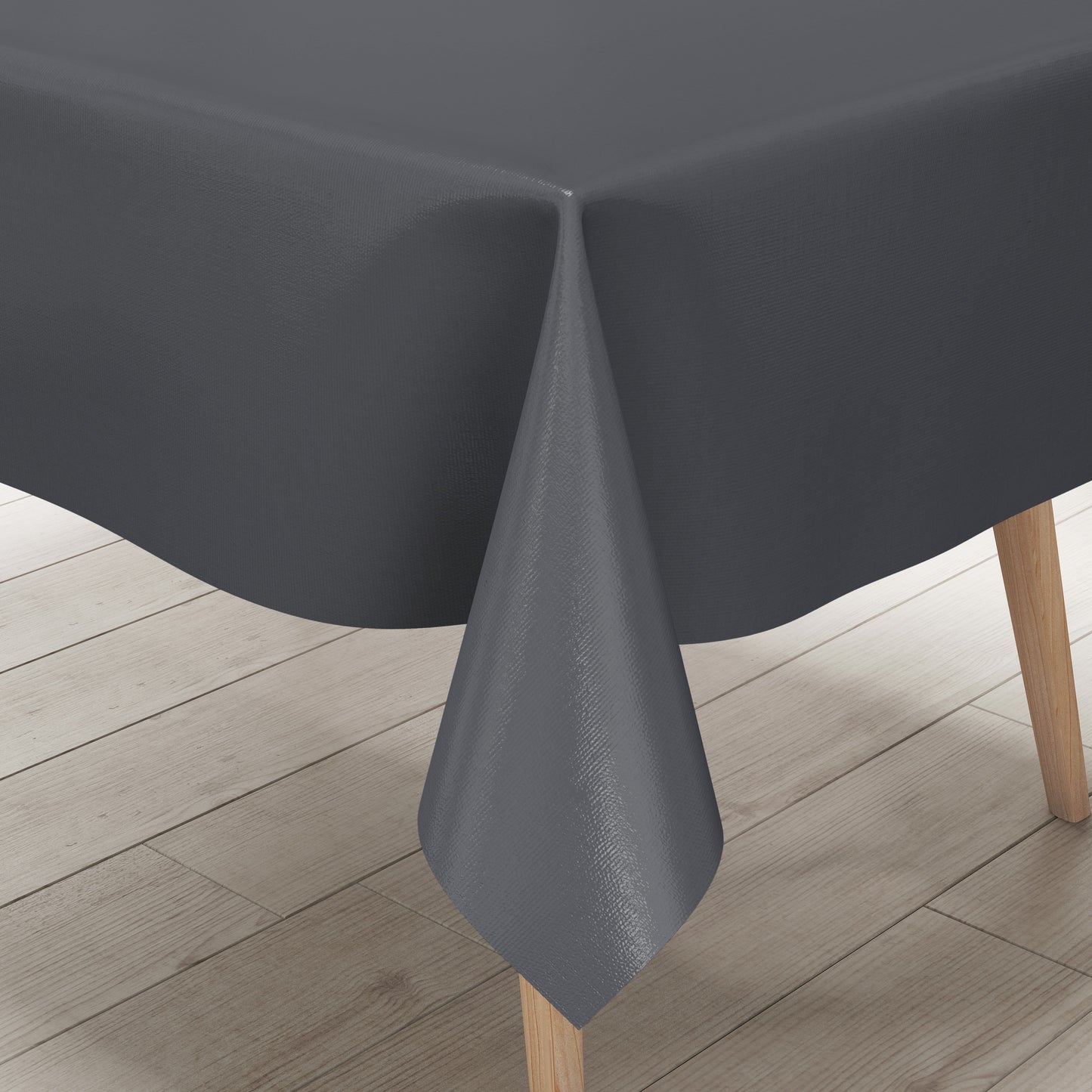 abwaschbare Wachstuch Tischdecke uni anthrazit grau einfarbig Rollenware Meterware