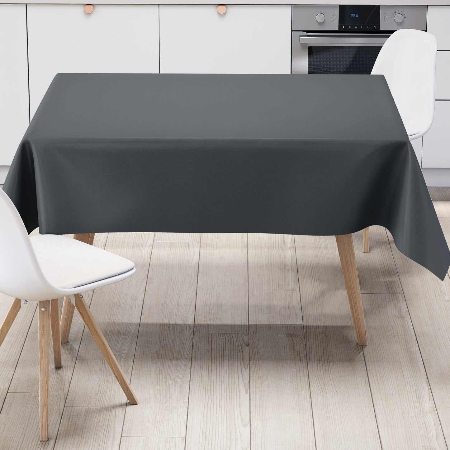 abwaschbare Wachstuch Tischdecke uni anthrazit grau einfarbig Rollenware Meterware