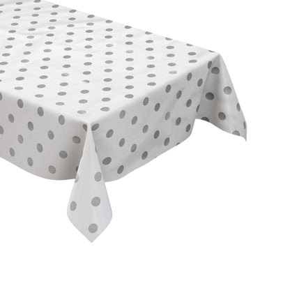 Wachstuch Tischdecke Punkte silber grau
