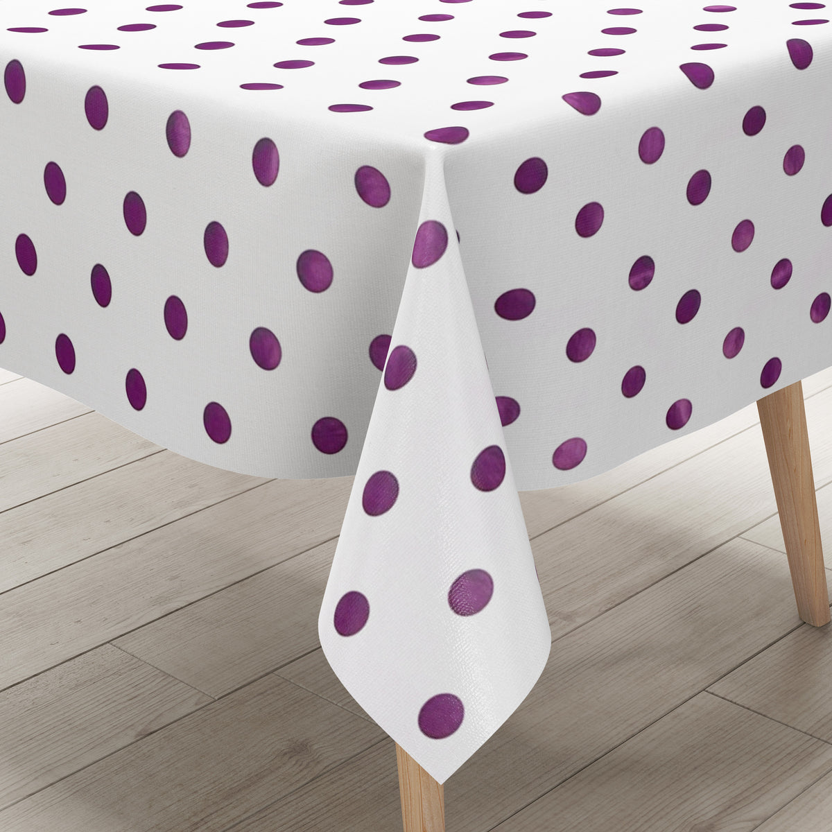 Wachstuch Tischdecke 01039-06 lila Punkte auf weiß retro Dotties eckig –