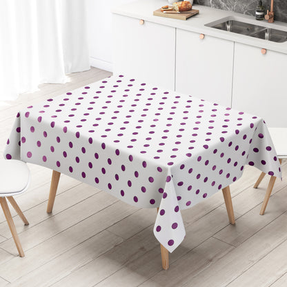 Wachstuch Tischdecke lila Punkte auf weiß