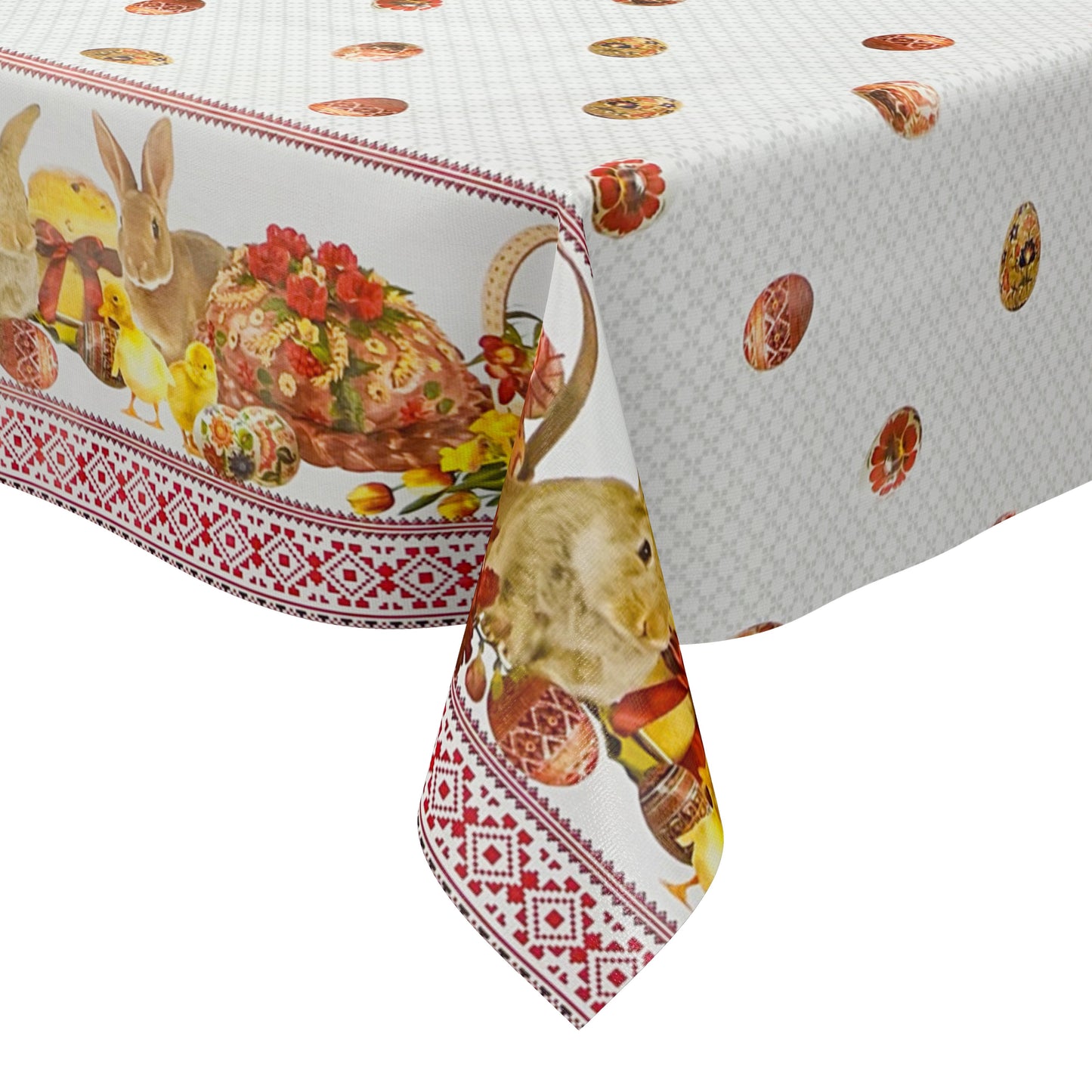Nappe toile cirée vendue au mètre 01301-00 Pâques Lapin de Pâques Tulipes carrée ronde ovale