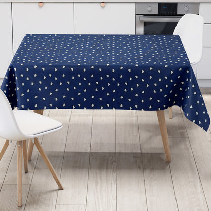 Wachstuch Tischdecke Herzen blau