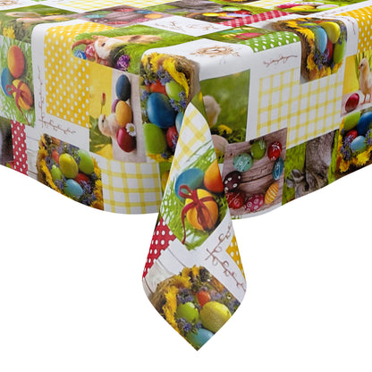 Nappe toile cirée vendue au mètre 01301-00 Pâques Lapin de Pâques Tulipes carrée ronde ovale