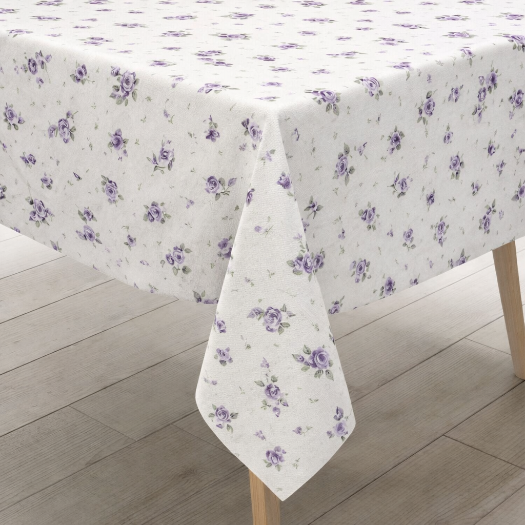 Wachstuch Tischdecke 01389-05 Blümchen klein lila eckig rund oval