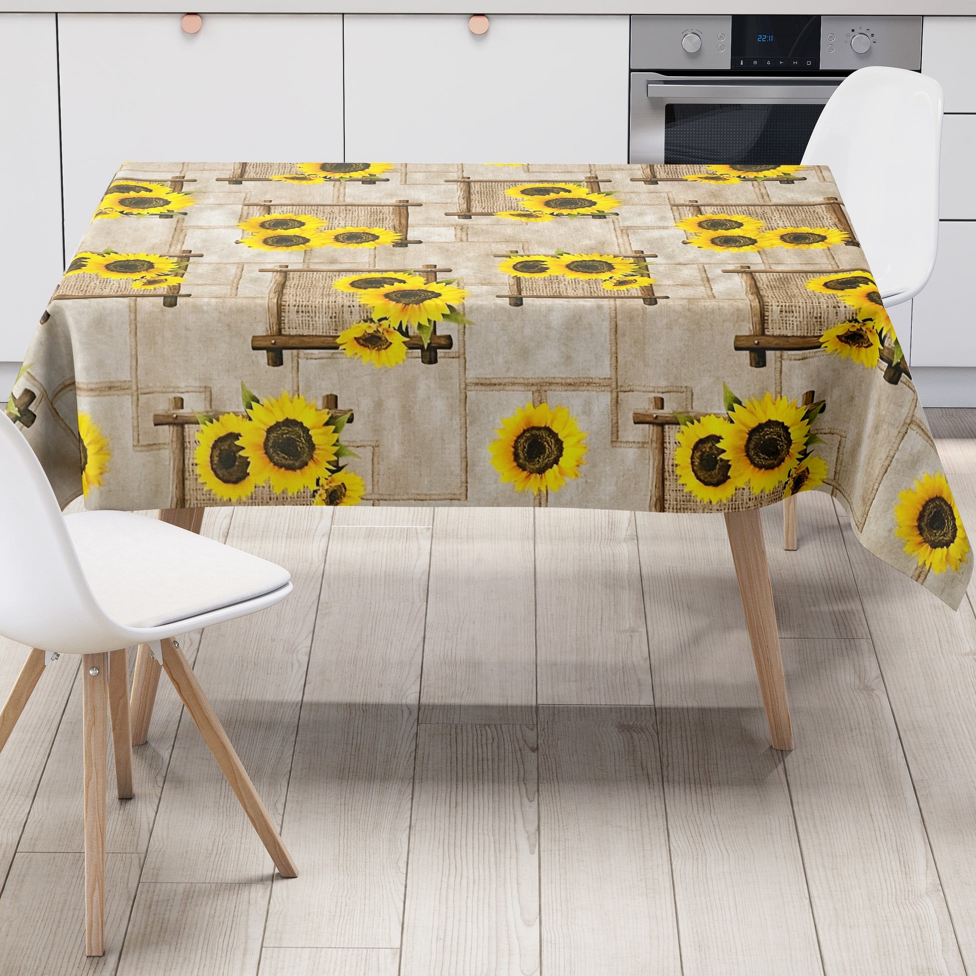 Wachstuch Tischdecke Sonnenblumen braun