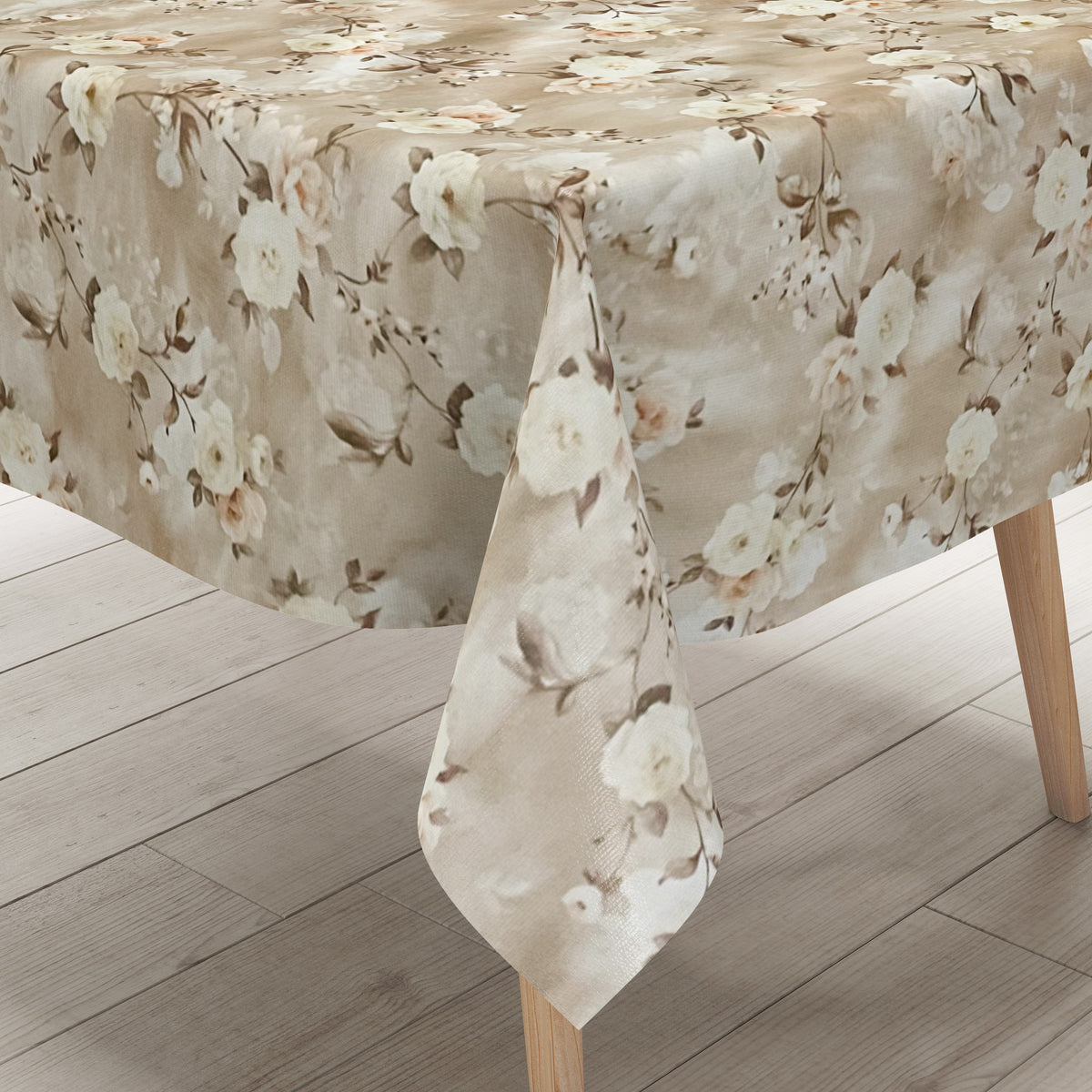 Wachstuch Tischdecke 01502-02 hellbraun braun Rosen Blüten klassisch e –