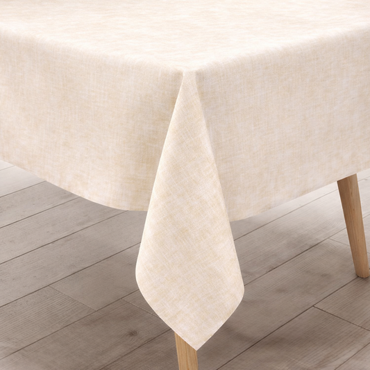 Wachstuch Tischdecke 01504-06 einfarbig uni creme beige geprägte Struktur eckig rund oval