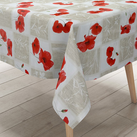 Wachstuch Tischdecke Mohnblumen