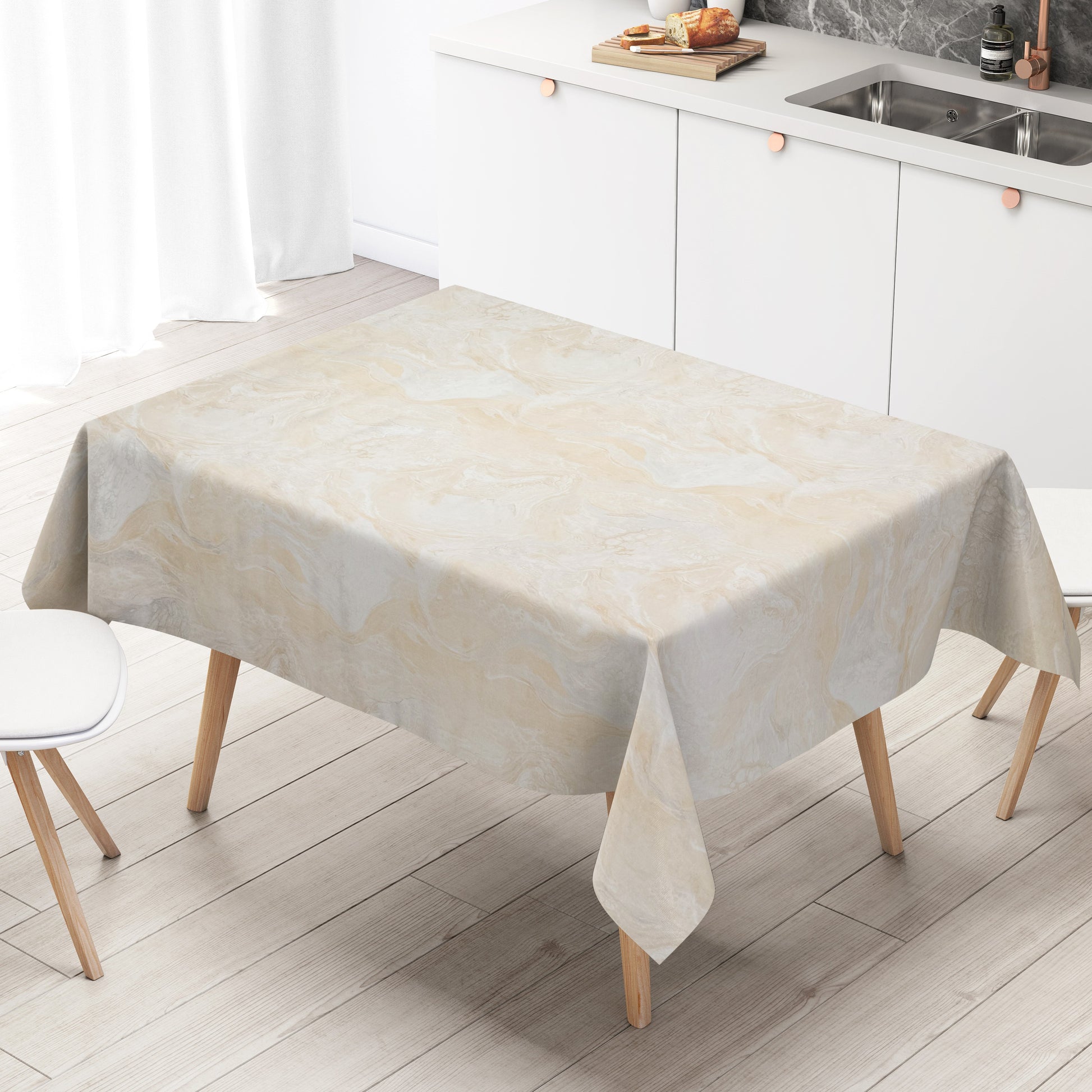 Wachstuch Tischdecke marmoriert beige