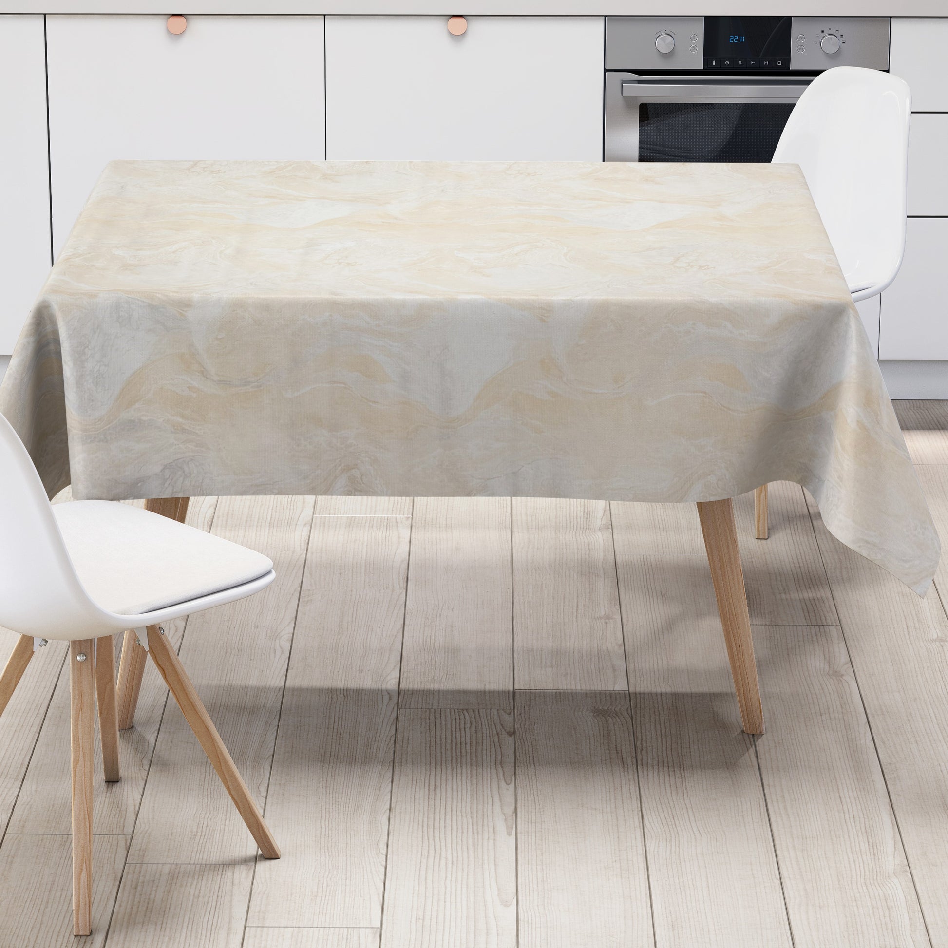 Wachstuch Tischdecke marmoriert beige