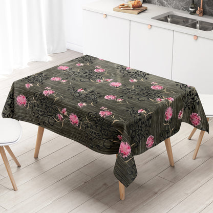 Wachstuch Tischdecke grau rosa Blumen