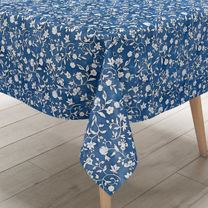 Wachstuch Tischdecke Blumen Elegant blau