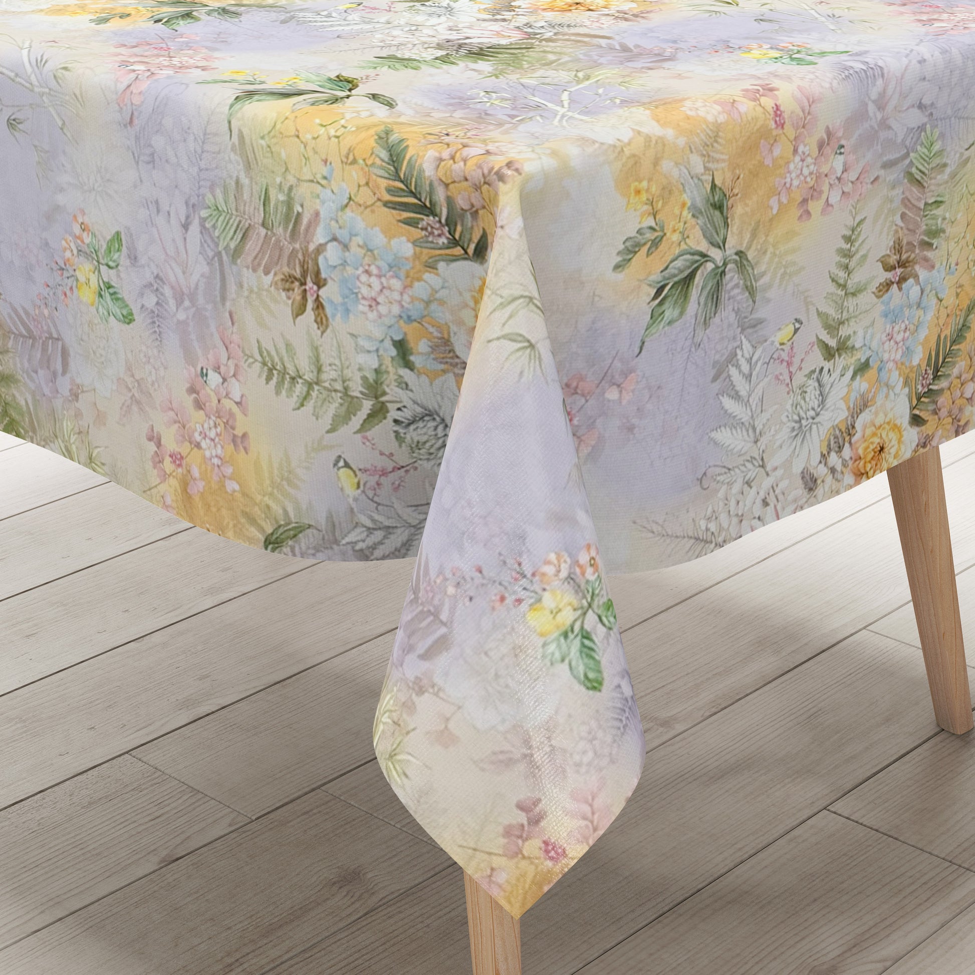 Wachstuch Tischdecke fliederfarben lüten Blumen
