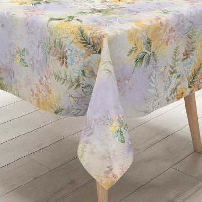 Wachstuch Tischdecke fliederfarben lüten Blumen