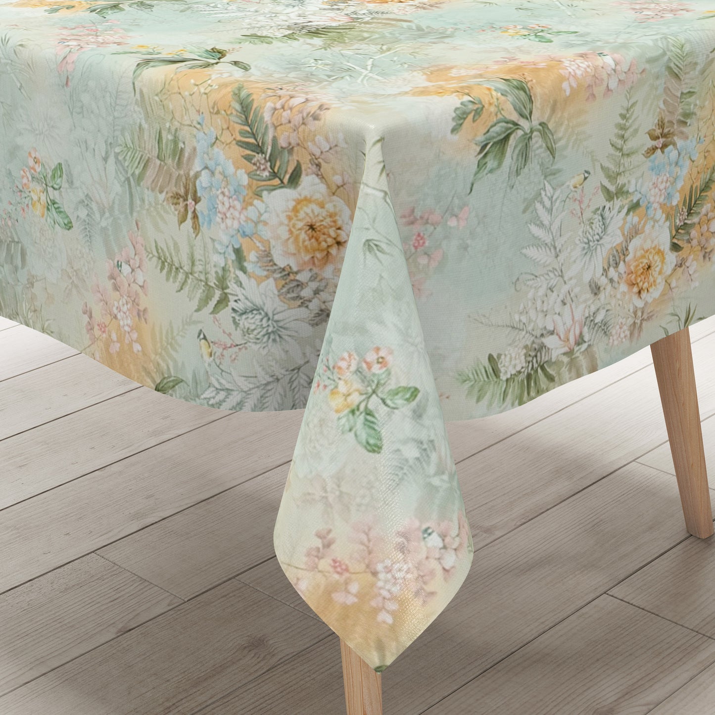 Wachstuch Tischdecke Blumen Blüten mintgrün