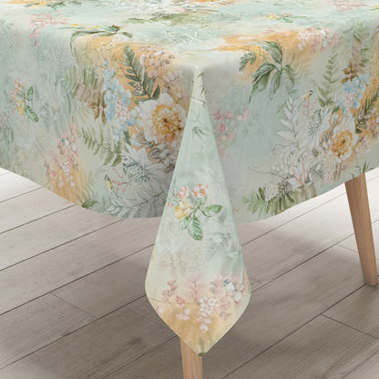 Wachstuch Tischdecke Blumen Blüten mintgrün