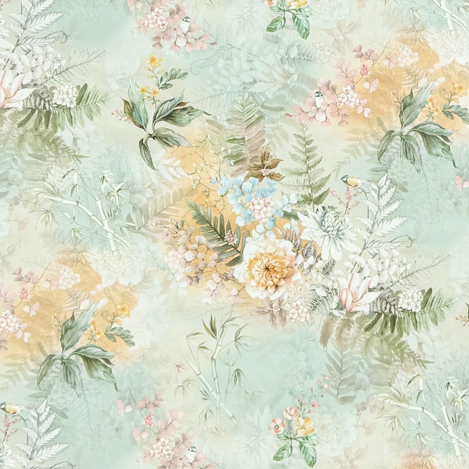 Wachstuch Tischdecke Blumen Blüten mintgrün
