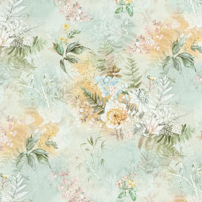 Wachstuch Tischdecke Blumen Blüten mintgrün
