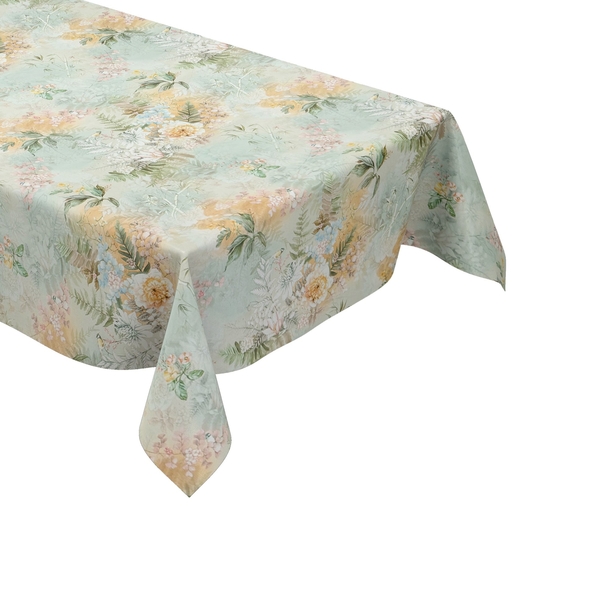 Wachstuch Tischdecke Blumen Blüten mintgrün