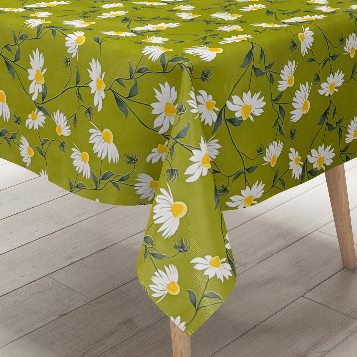 Wachstuch Tischdecke 01667-01 grün Margeriten Frühjahr Blüten eckig ru –