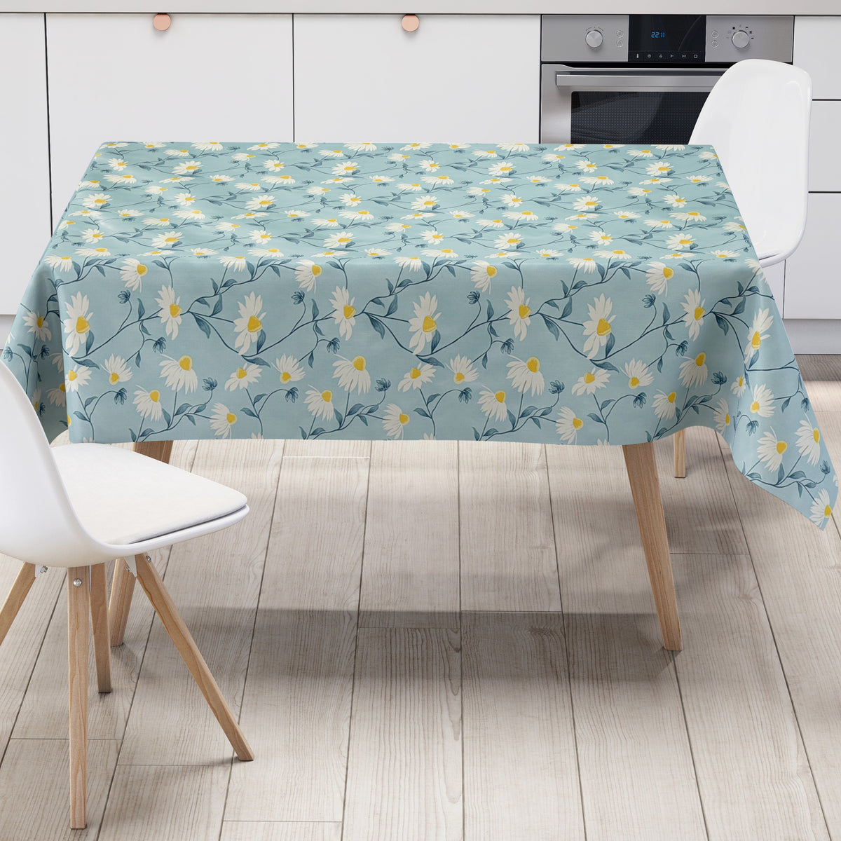 Wachstuch Tischdecke 01667-02 hellblau Margeriten Frühjahr Blüten ecki –