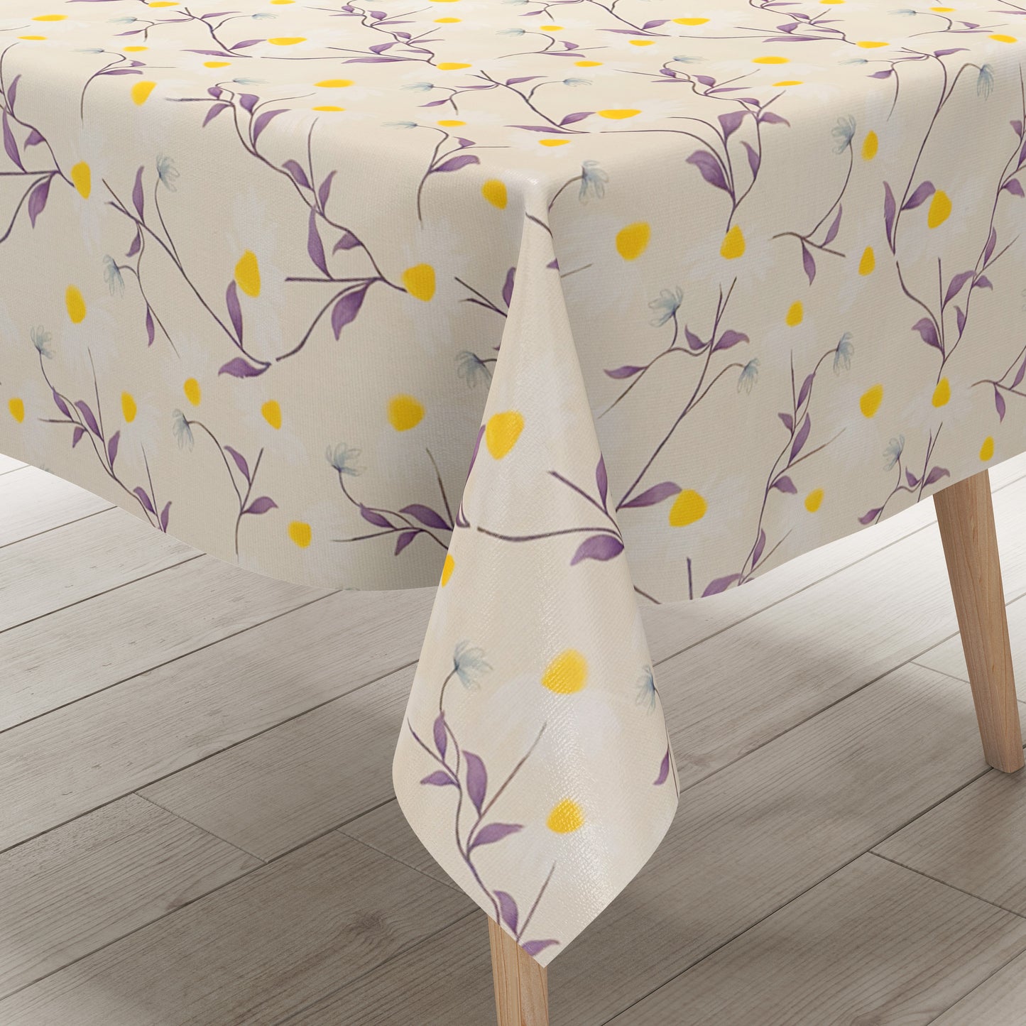 Wachstuch Tischdecke Margeriten beige