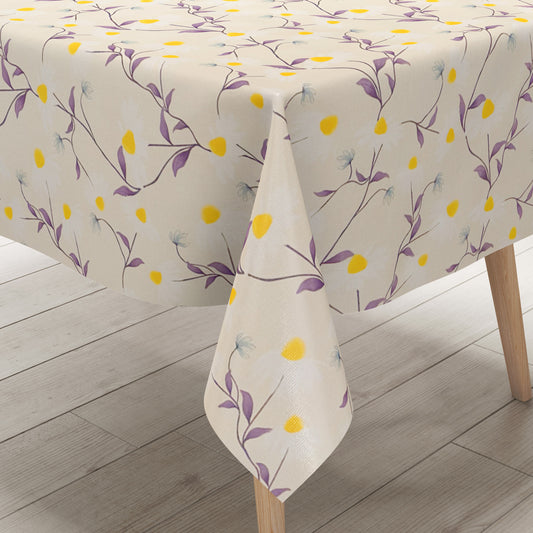 Wachstuch Tischdecke Margeriten beige