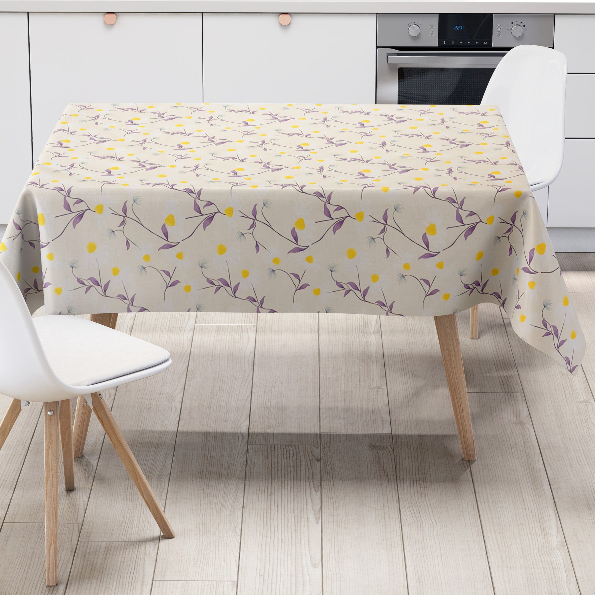 Wachstuch Tischdecke Margeriten beige