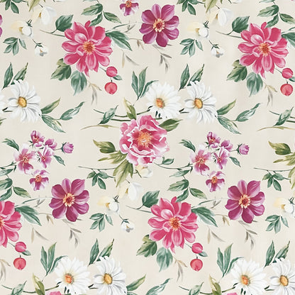 Wachstuch Tischdecke rosa Blüten auf beige