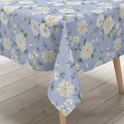 Nappe en toile cirée 01670-02 bleu clair fleurs floral carré rond ovale