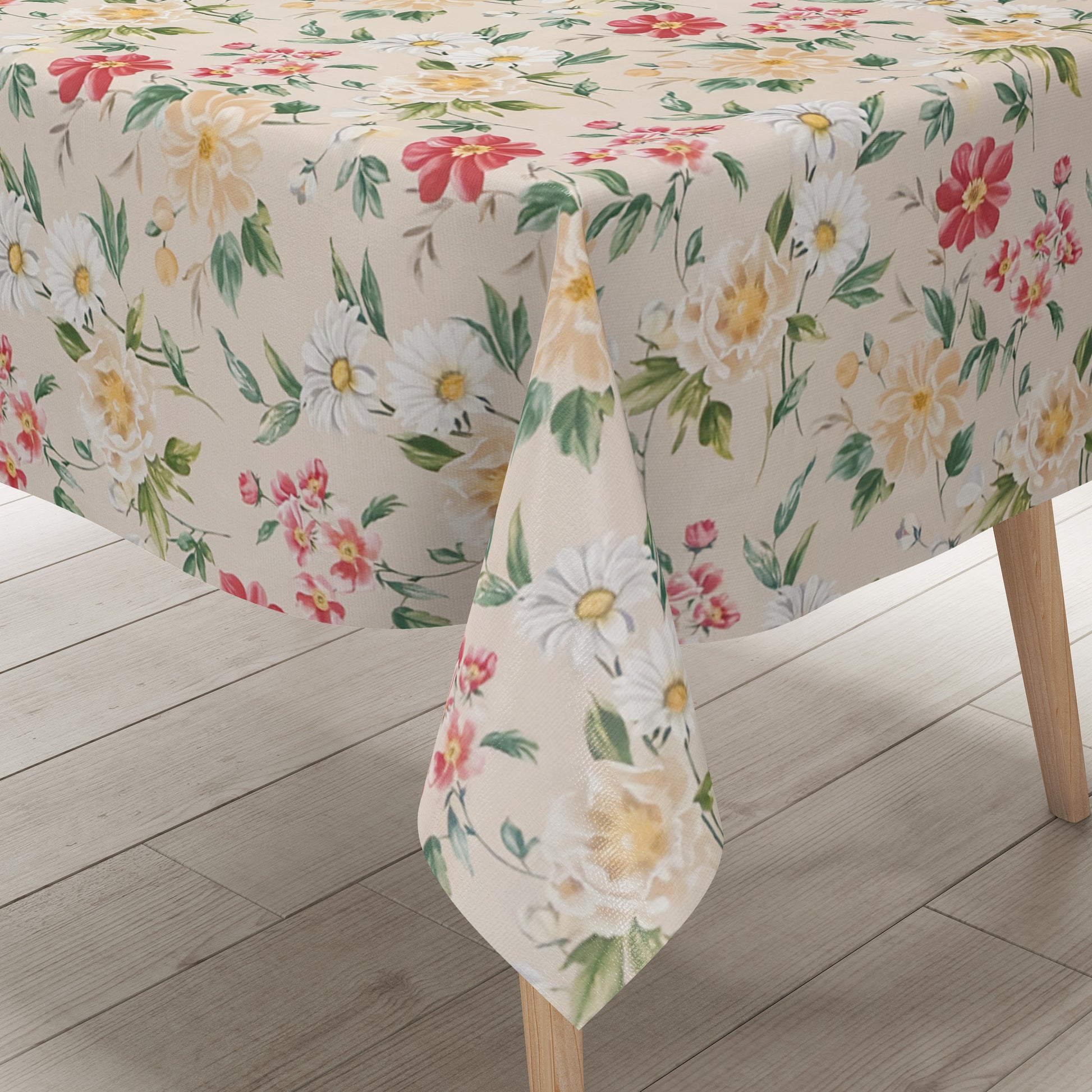 Wachstuch Tischdecke beige Rosen