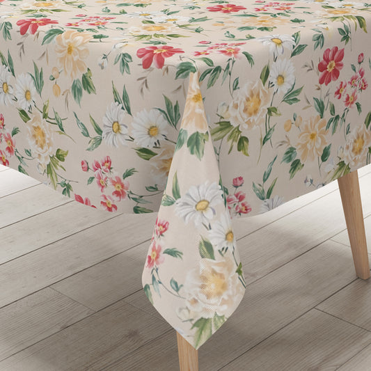 Wachstuch Tischdecke beige Rosen