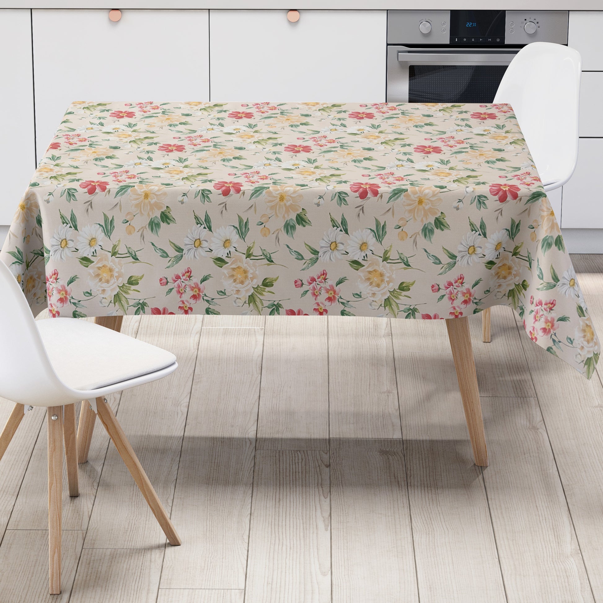 Wachstuch Tischdecke beige Rosen