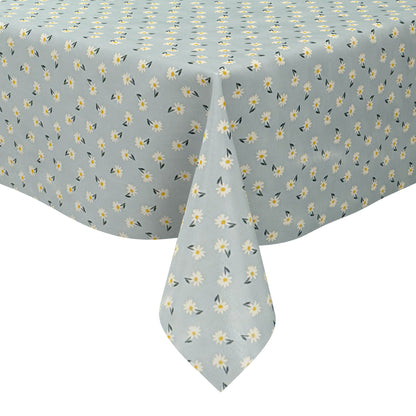 Nappe en toile cirée 01725-01 bleu clair marguerites fleurs de printemps carré rond ovale