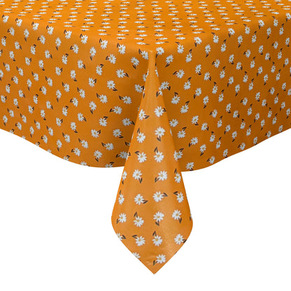 Nappe en toile cirée 01725-03 marguerites orange fleurs de printemps carré rond ovale