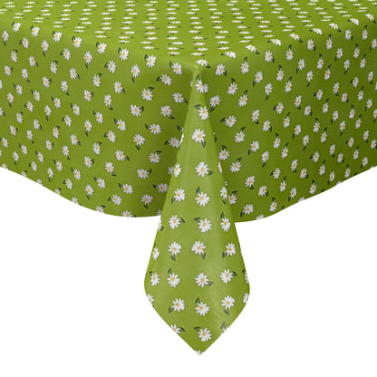 Nappe en toile cirée 01725-04 marguerites vertes fleurs de printemps carré rond ovale