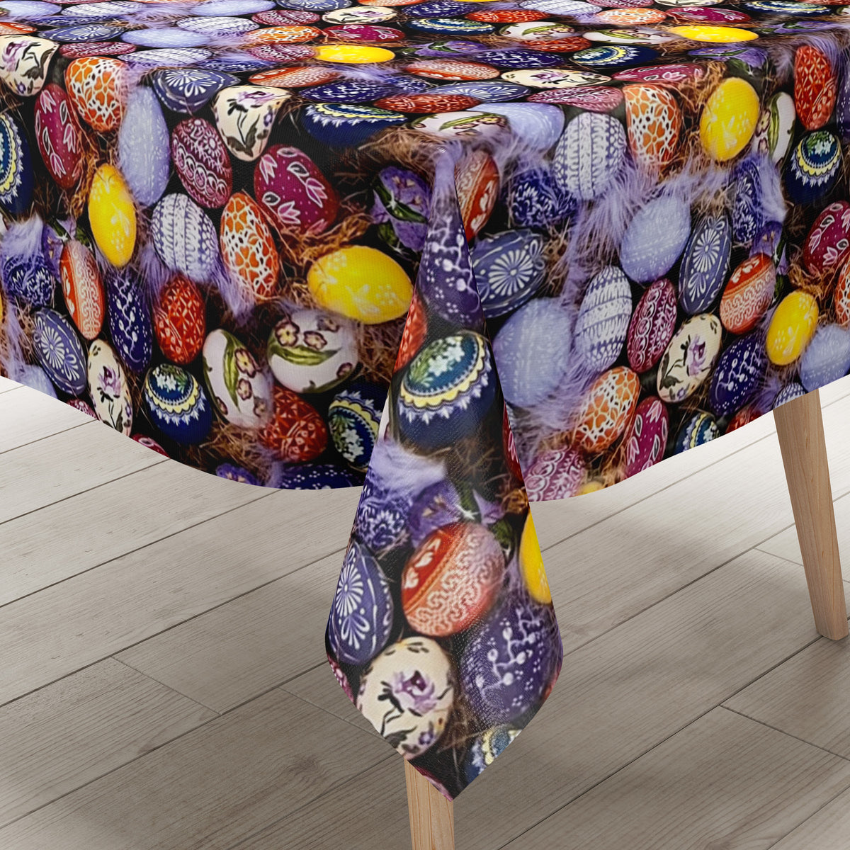 Wachstuch Tischdecke Meterware 01726-00 Ostern bunte Ostereier Federn –