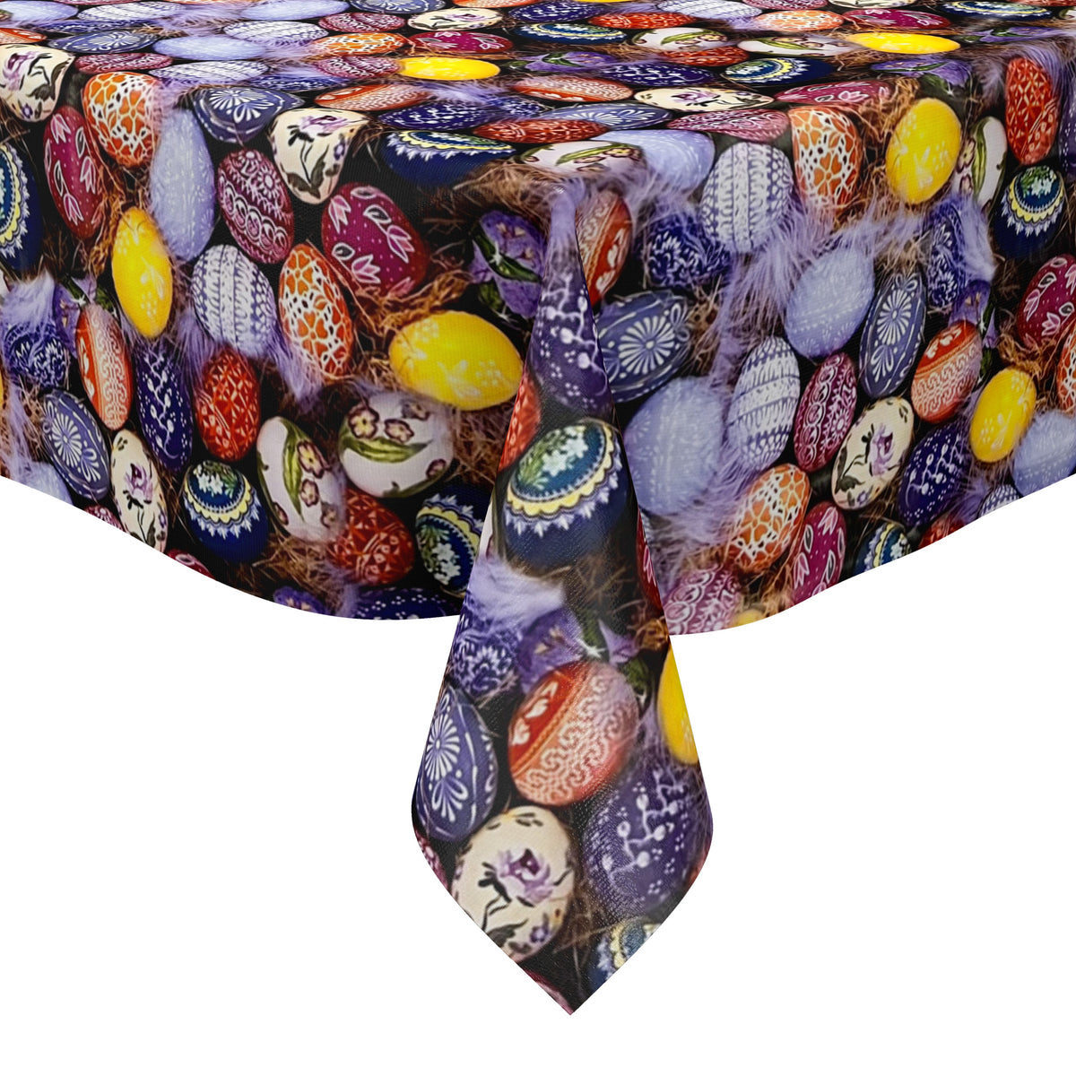 Wachstuch Tischdecke Meterware 01726-00 Ostern bunte Ostereier Federn –