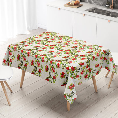 Wachstuch Tischdecke Erdbeeren auf beige