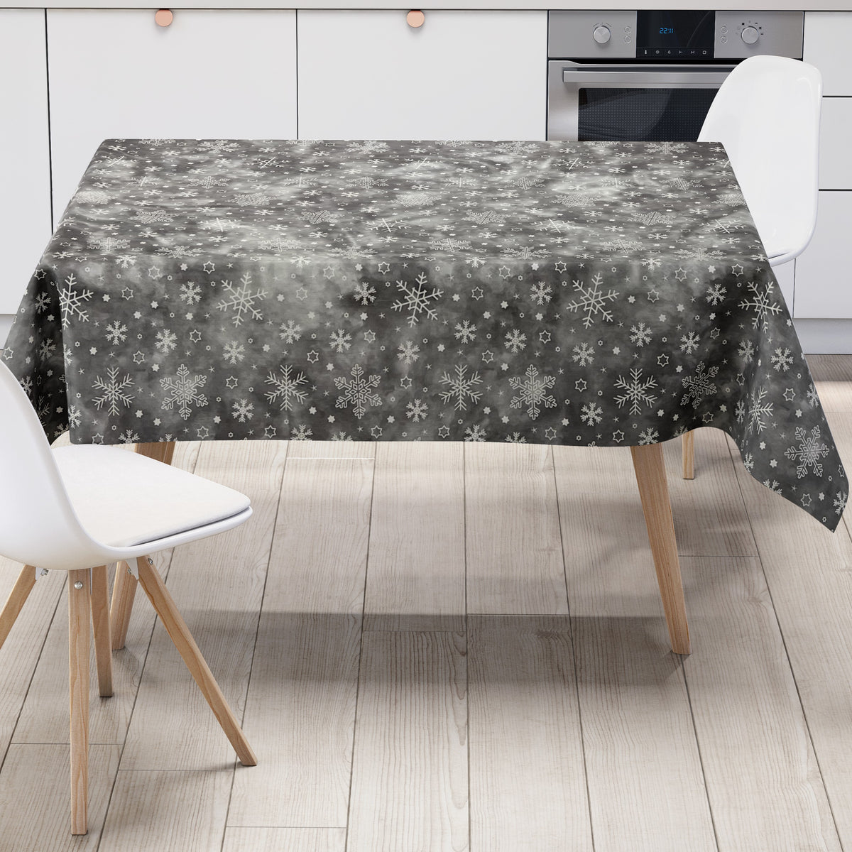 ANRO Wachstuchtischdecke Weihnachten – Abwischbare Runde Tischdecke Mit Schneeflocken-Muster, Rot, 120 Cm, Für Drinnen & Draußen Festliche Tischdecke Robust