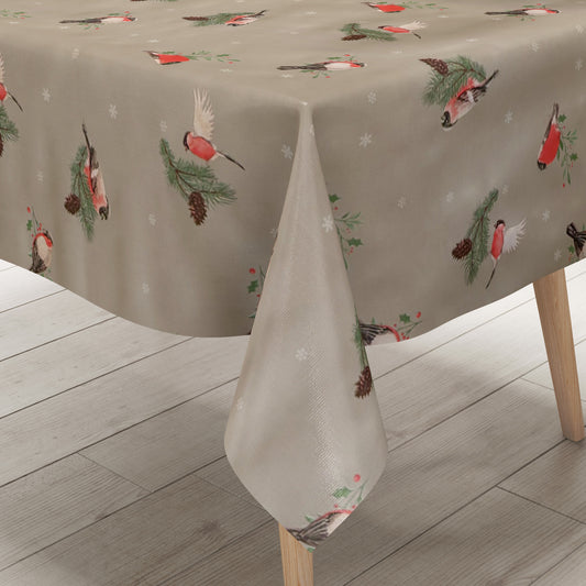 Wachstuch Tischdecke Rothkehlchen Winter Weihnachten
