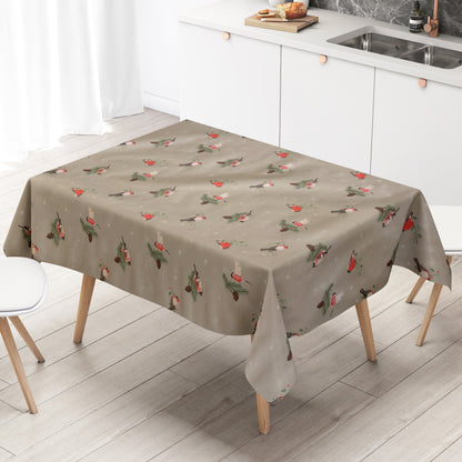 Wachstuch Tischdecke Rothkehlchen Winter Weihnachten