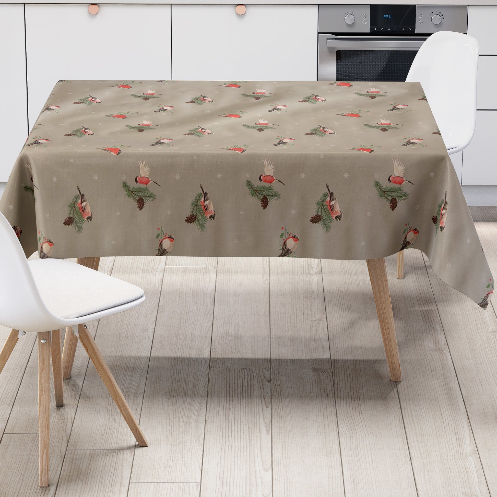 Wachstuch Tischdecke Rothkehlchen Winter Weihnachten