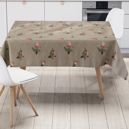 Wachstuch Tischdecke Rothkehlchen Winter Weihnachten