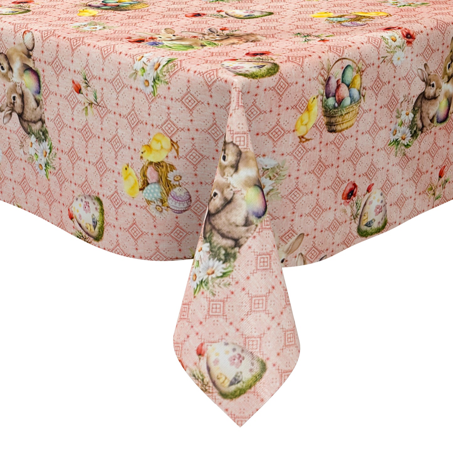 Nappe en toile cirée 01747-03 rouge Pâques Lapin de Pâques Œuf de Pâques Poussin de Pâques carré rond ovale
