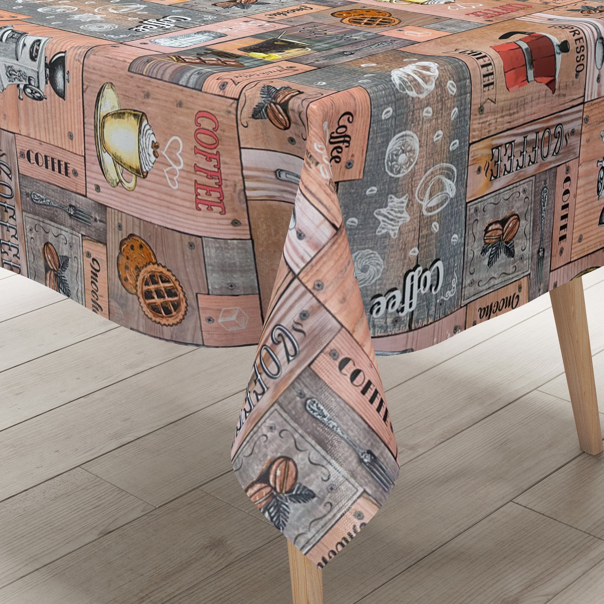Wachstuch Tischdecke Coffee Design im Vintage Stil