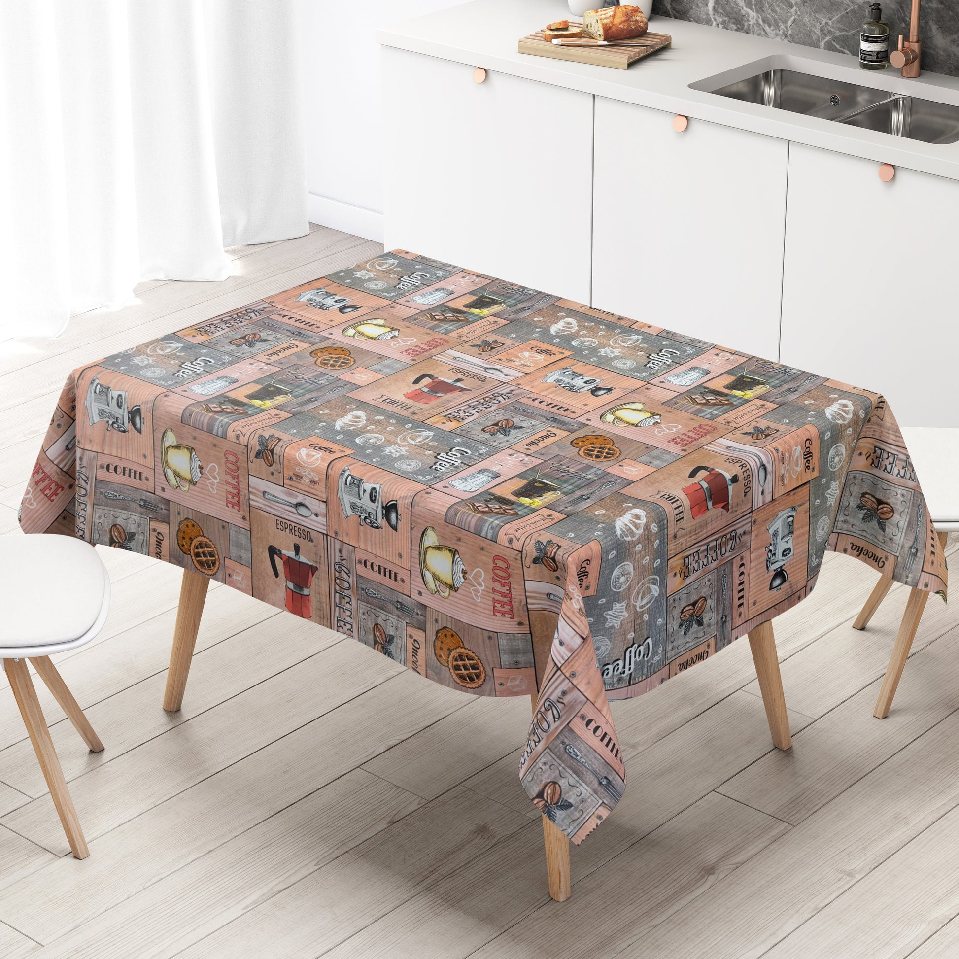 Wachstuch Tischdecke Coffee Design im Vintage Stil