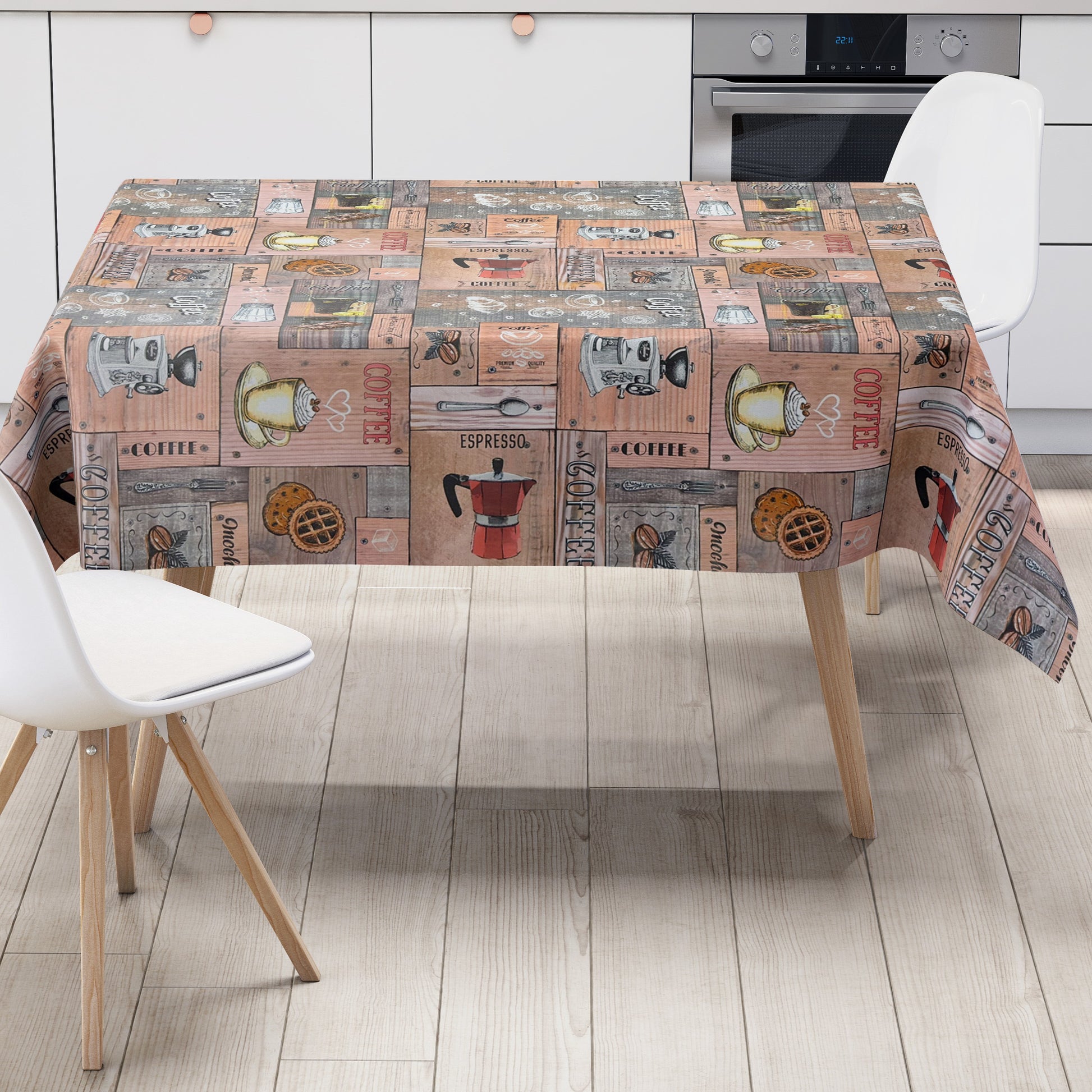 Wachstuch Tischdecke Coffee Design im Vintage Stil