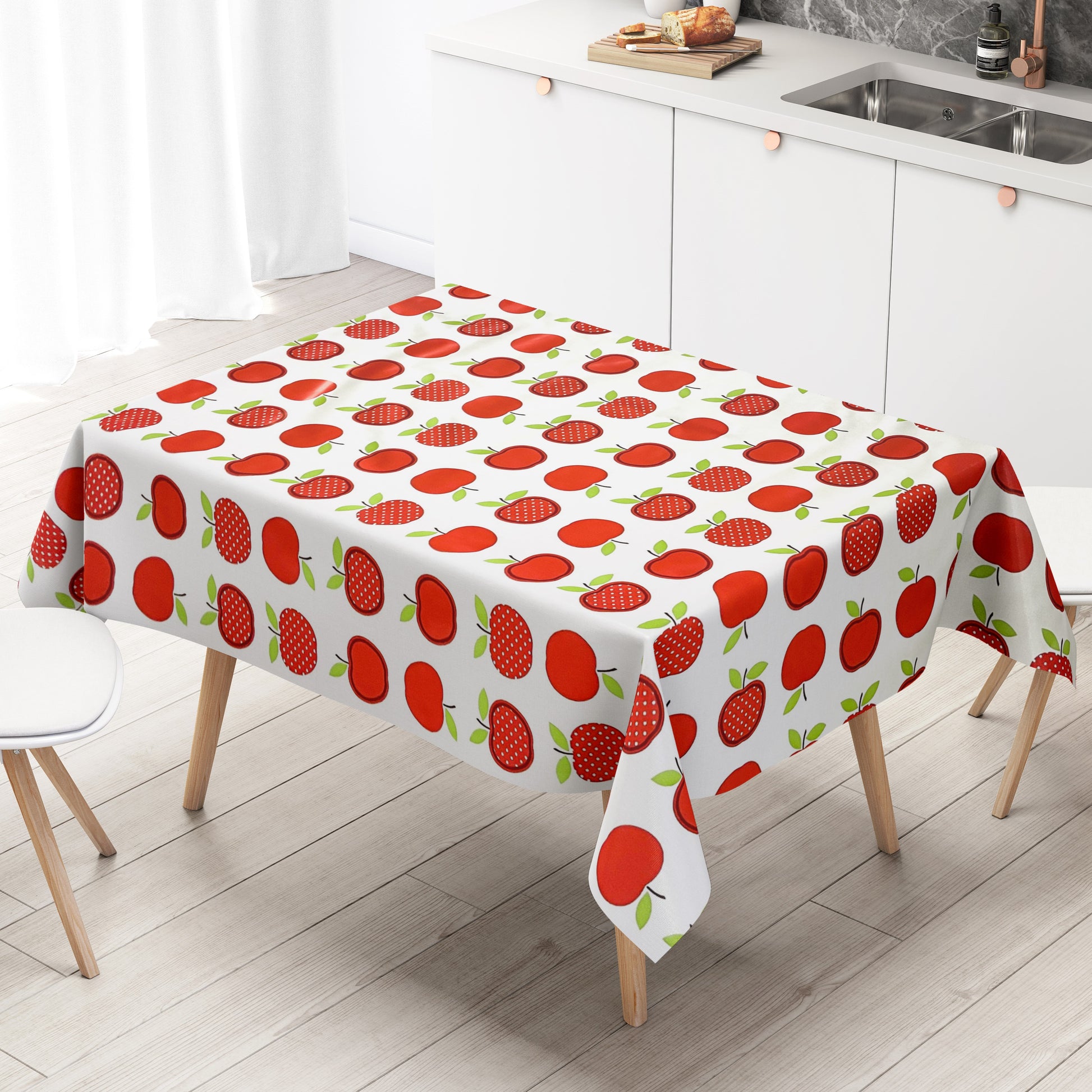 Wachstuch Tischdecke rote Äpfel